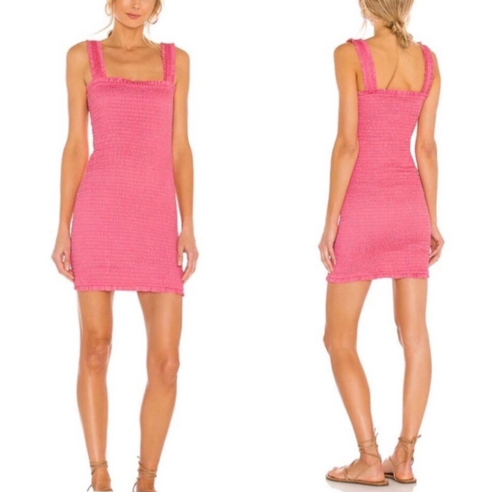 MIKOH Magnolia Ruched Mini Dress in Guava Pop NWT [11015]